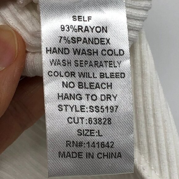 She + Sky White Ribbed Mock Neck sleeveless Bodysuit size L - Picture 9 of 14
